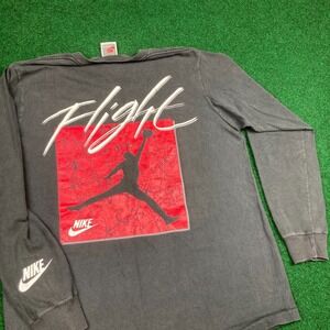 Vintage Nike Air Jordan Shirt Mens M Black Jumpman Flight Single Stitch 90s USA